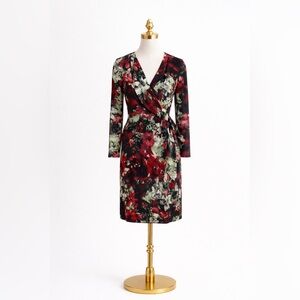 Tristan Black and Red Floral Wrap Dress